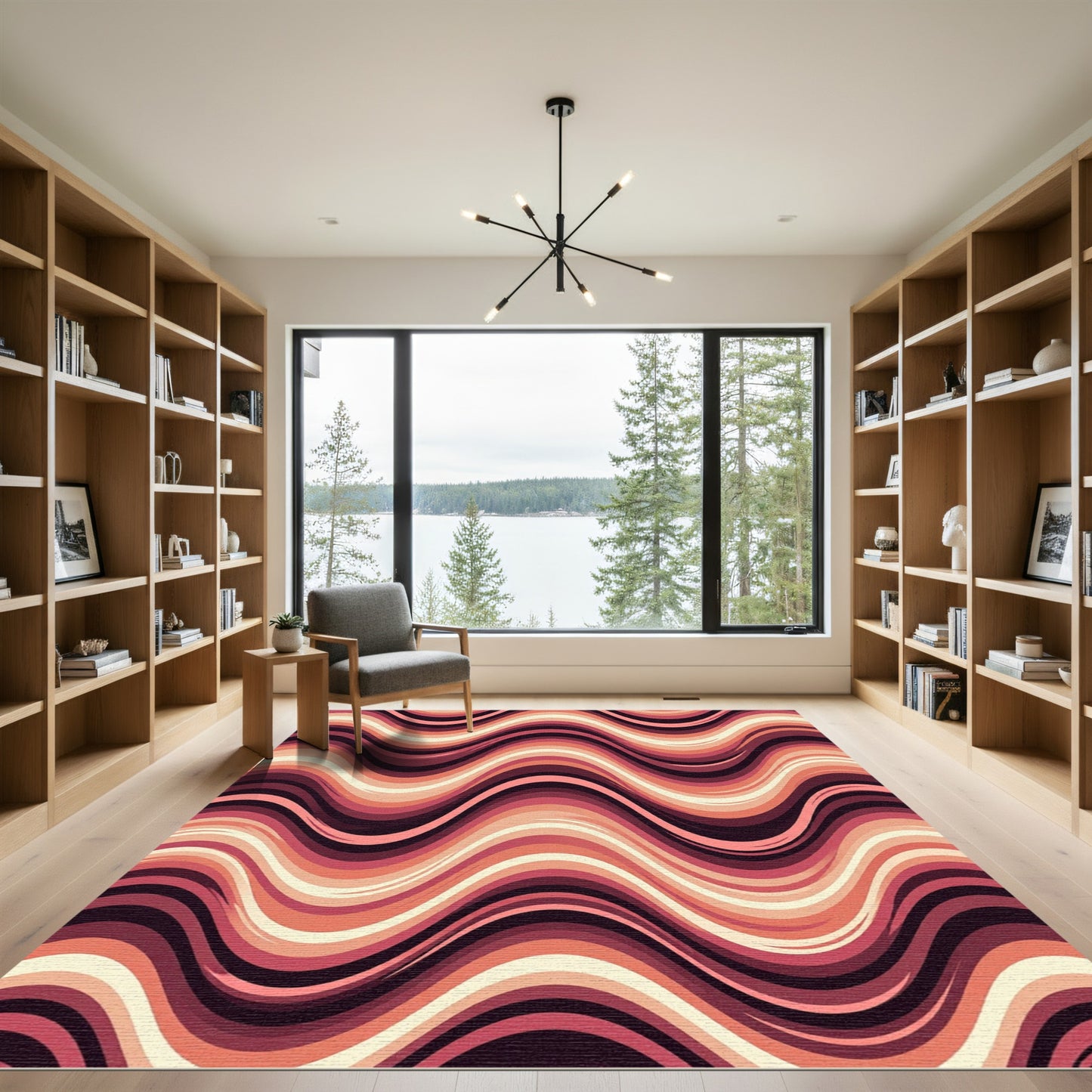 Retro Magenta Ripple Wave Rug