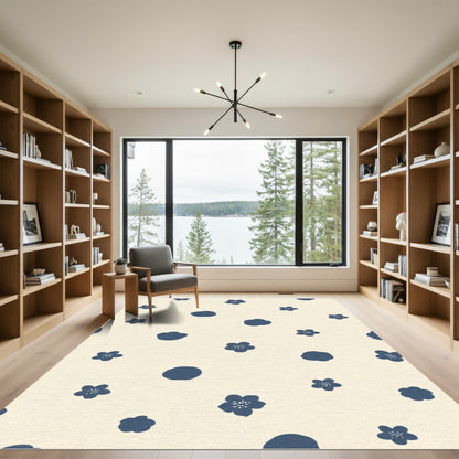 Navy Blossom Scatter Rug