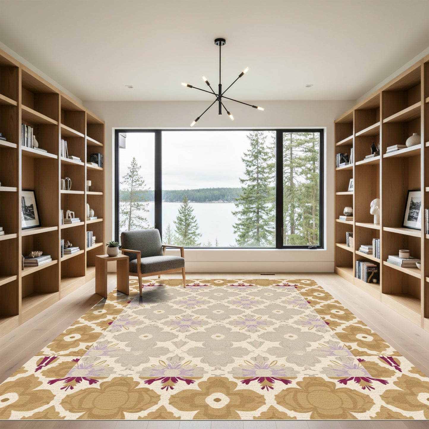 Gold Plum Medallion Floral Rug