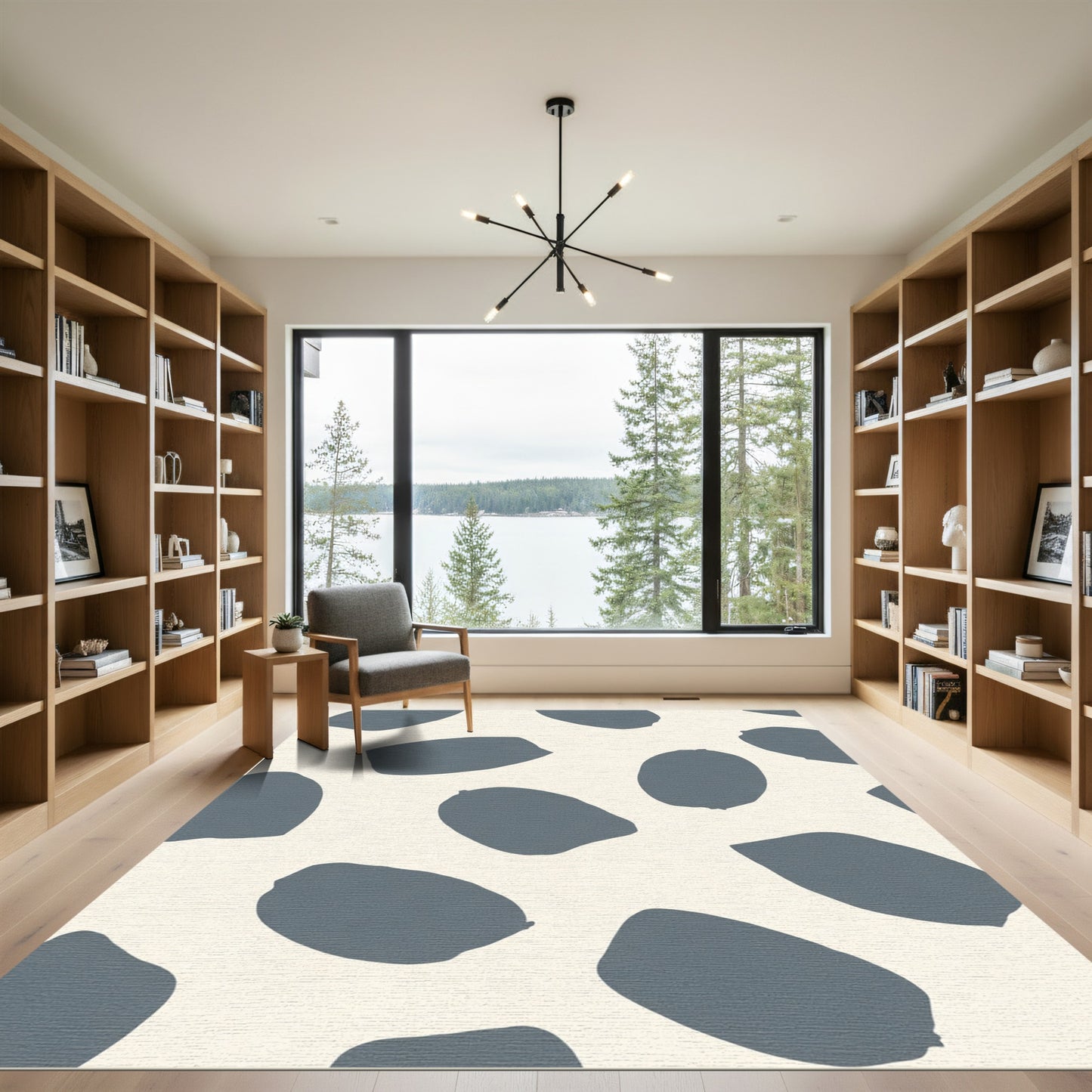 Slate Gray Abstract Blob Rug