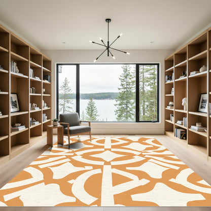Orange Cream Abstract Geometric Shape Rug