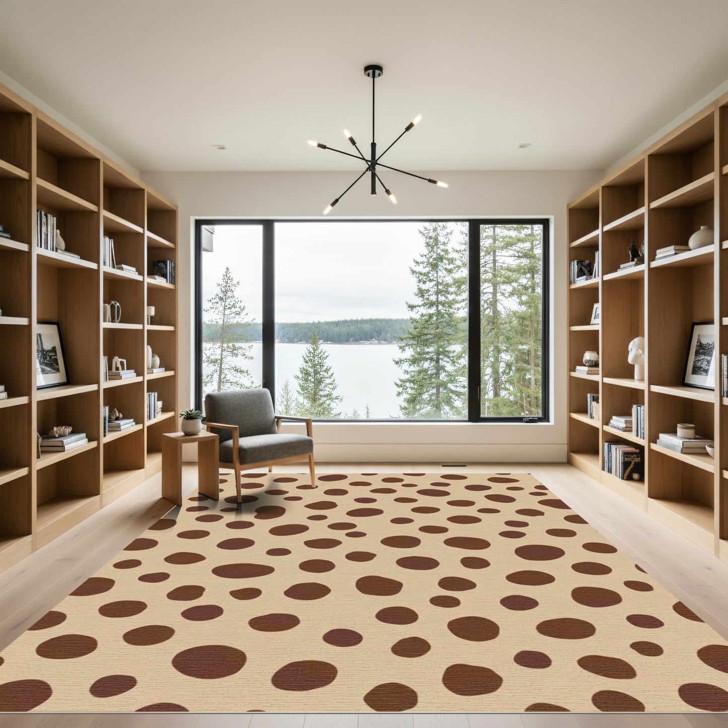 Organic Brown Spots Beige Background Rug
