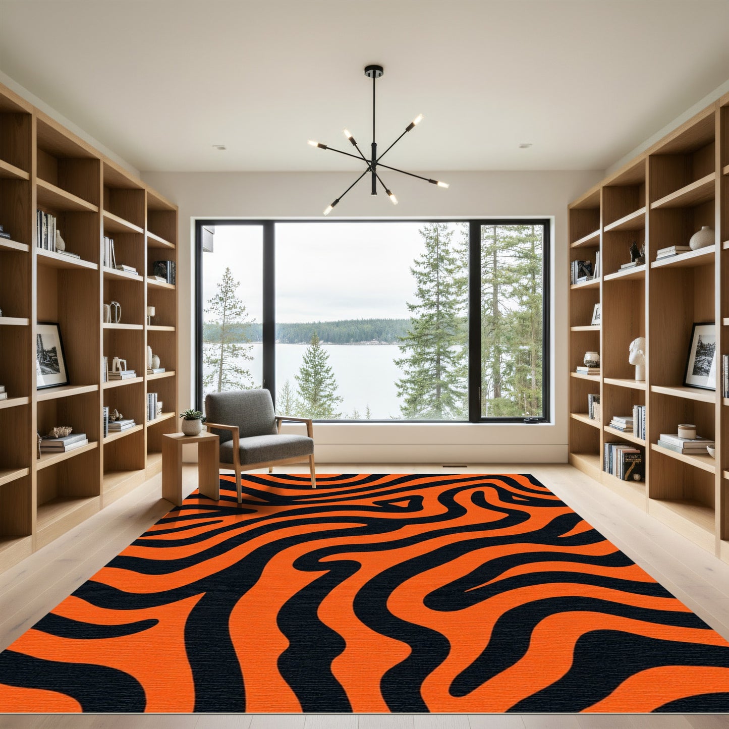 Bold Orange Black Animal Strips Rug
