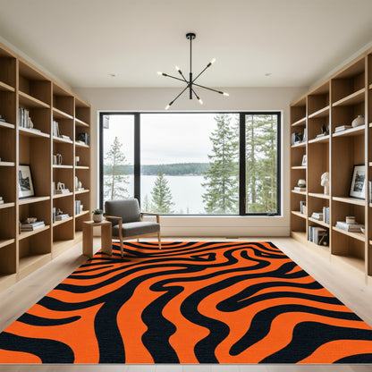 Bold Orange Black Animal Strips Rug