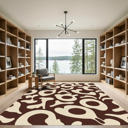 Chocolate Cream Organic Abstract Shapes Rug