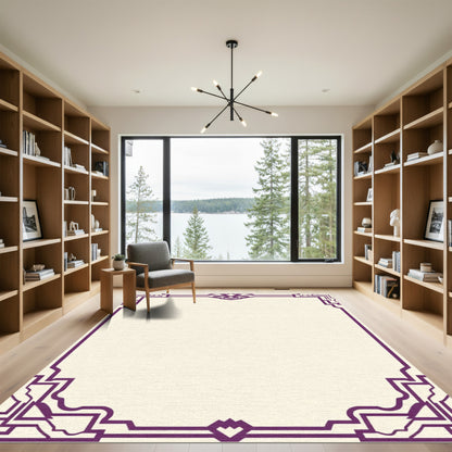 Deep Plum Geometric Frame Rug