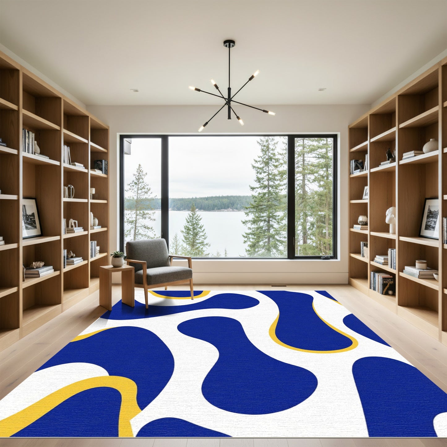 Bold Cobalt Amoeba Flow Rug