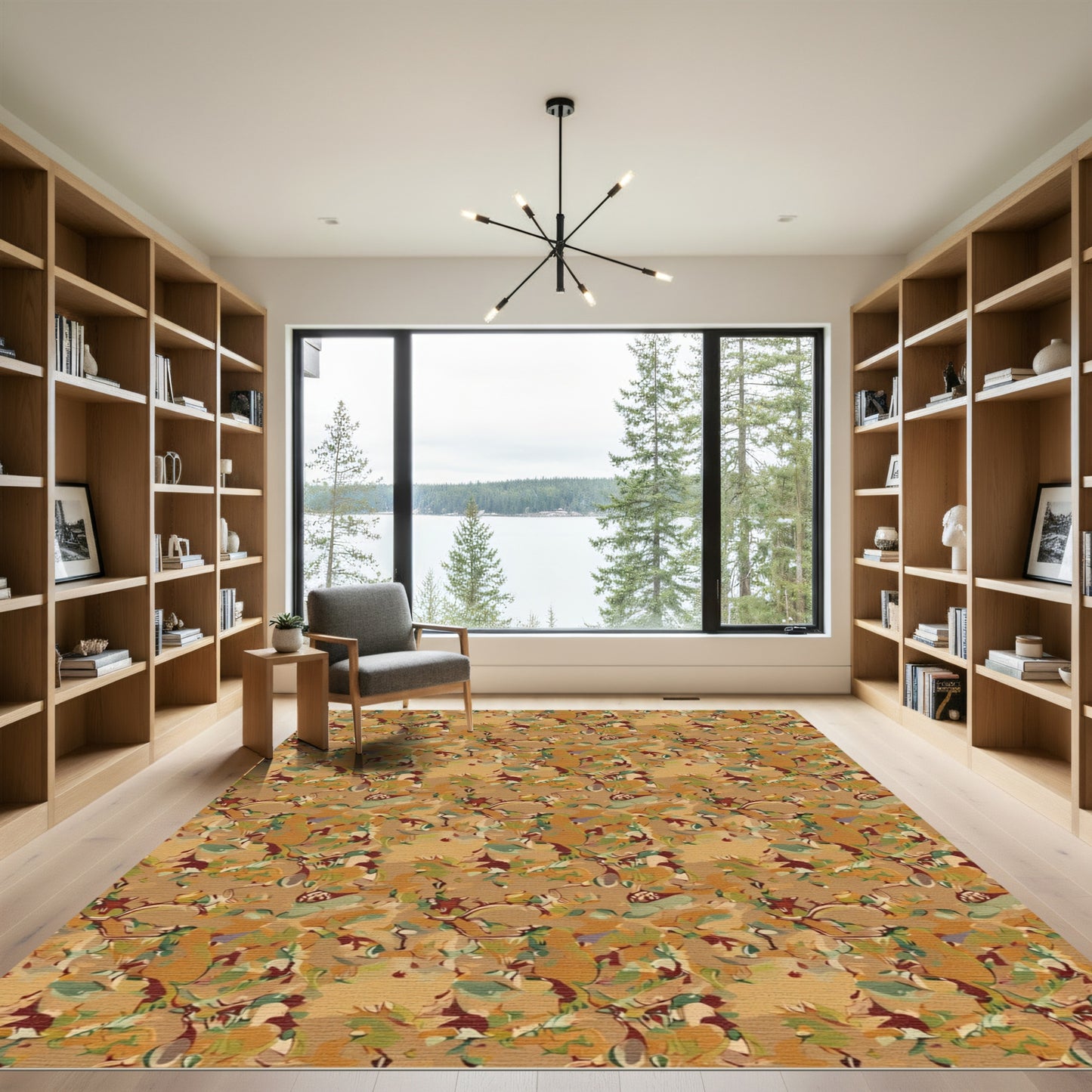 Earthy Abstract Organic Swirl Rug