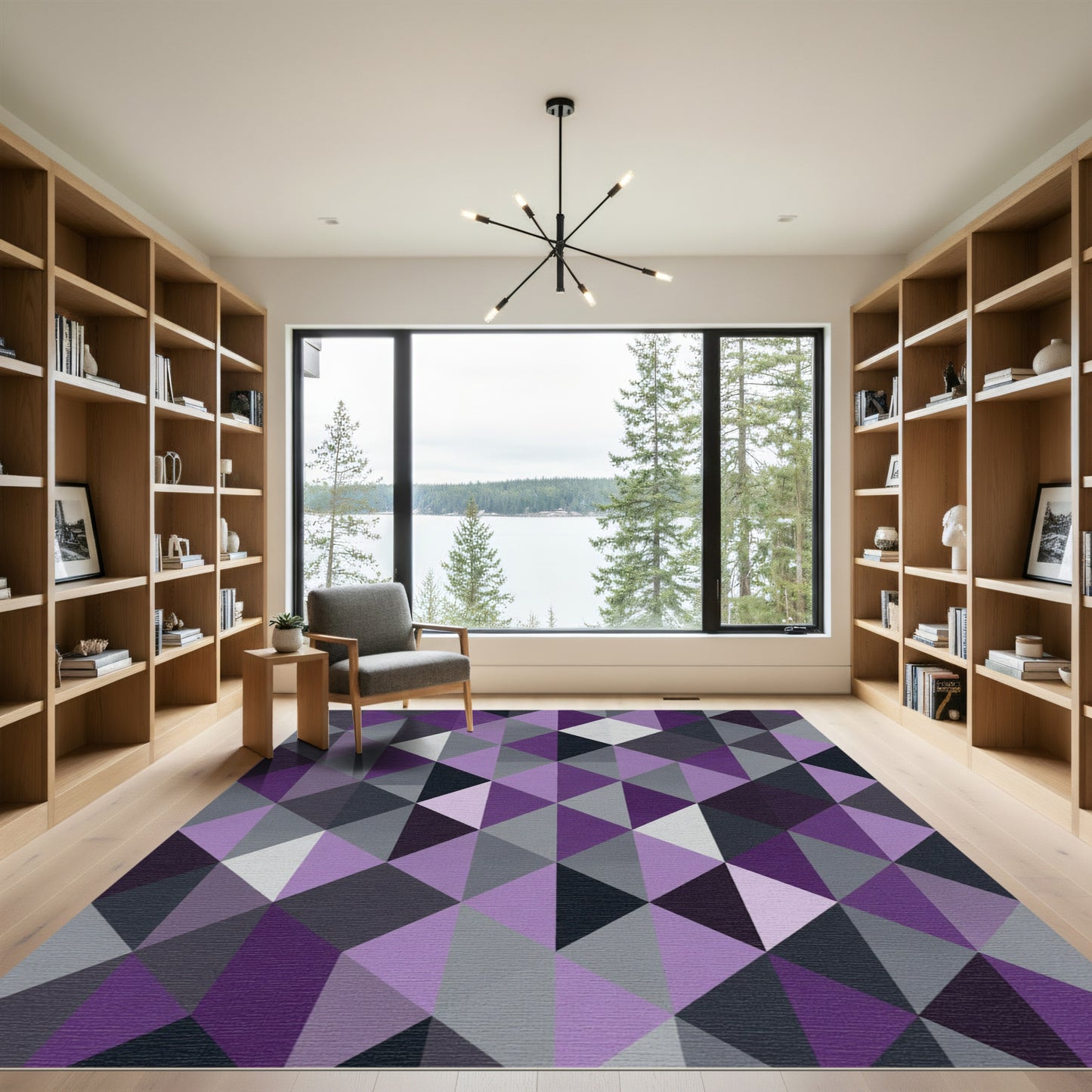 Purple Diamond Geometric Overlay Rug