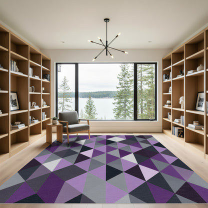 Purple Diamond Geometric Overlay Rug