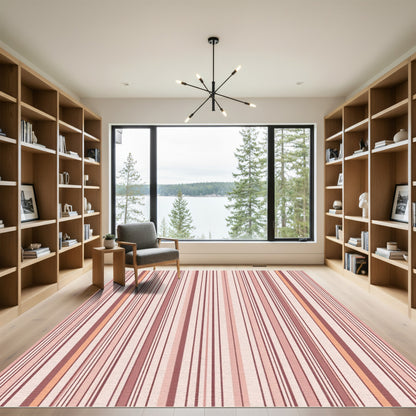 Soft Pink Vertical Stripe Composition Rug