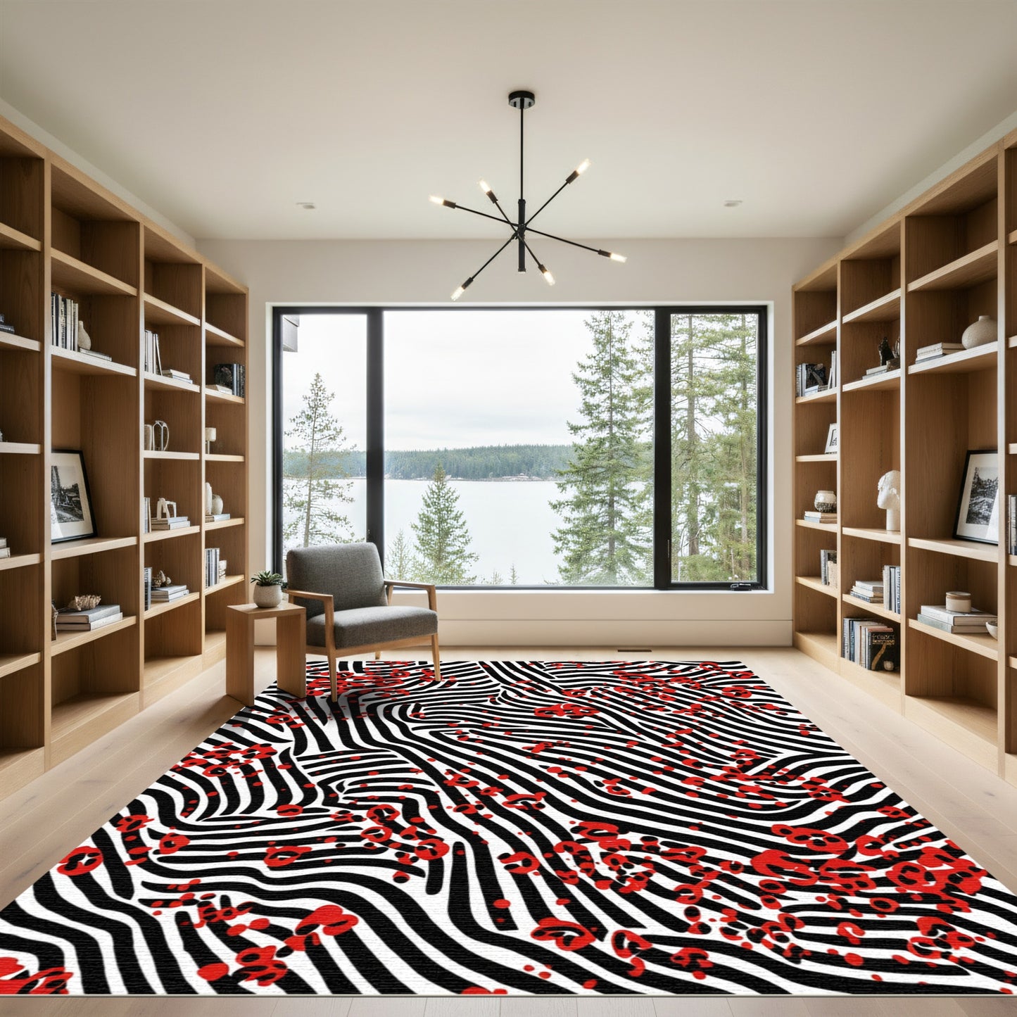 Abstract Red Zebra Stripes Rug