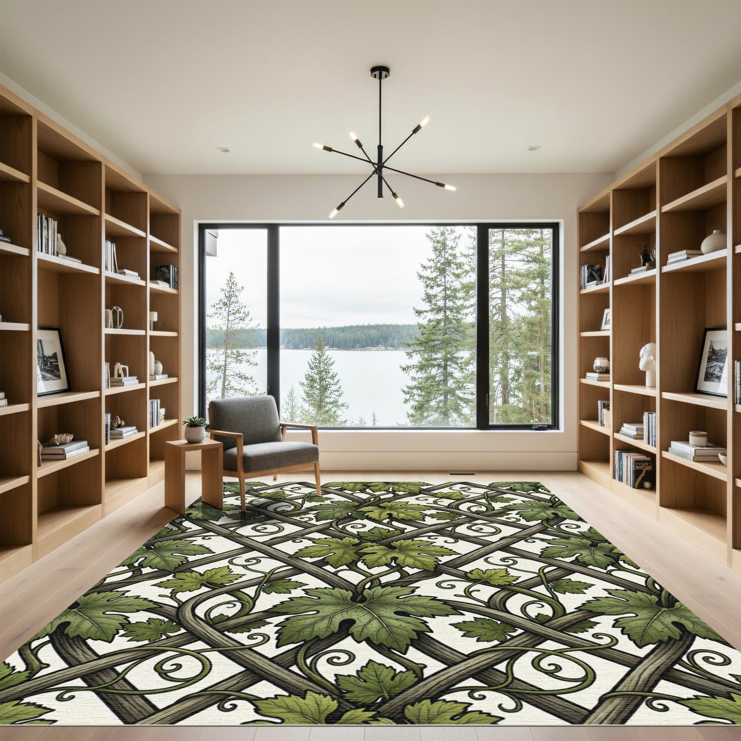 Green Grape Vine Leaf Trellis Rug