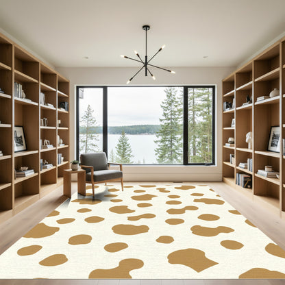 Gold Spotted Cream Contemporary Spot Rug