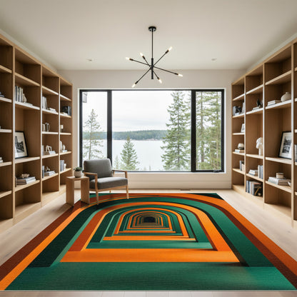 Emerald and Amber Infinite Arched Tunnel Rug