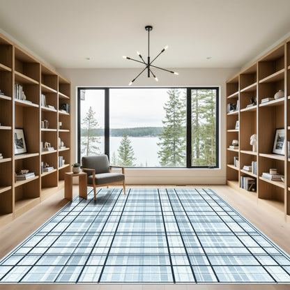 Soft Blue Plaid Lattice Tones Rug