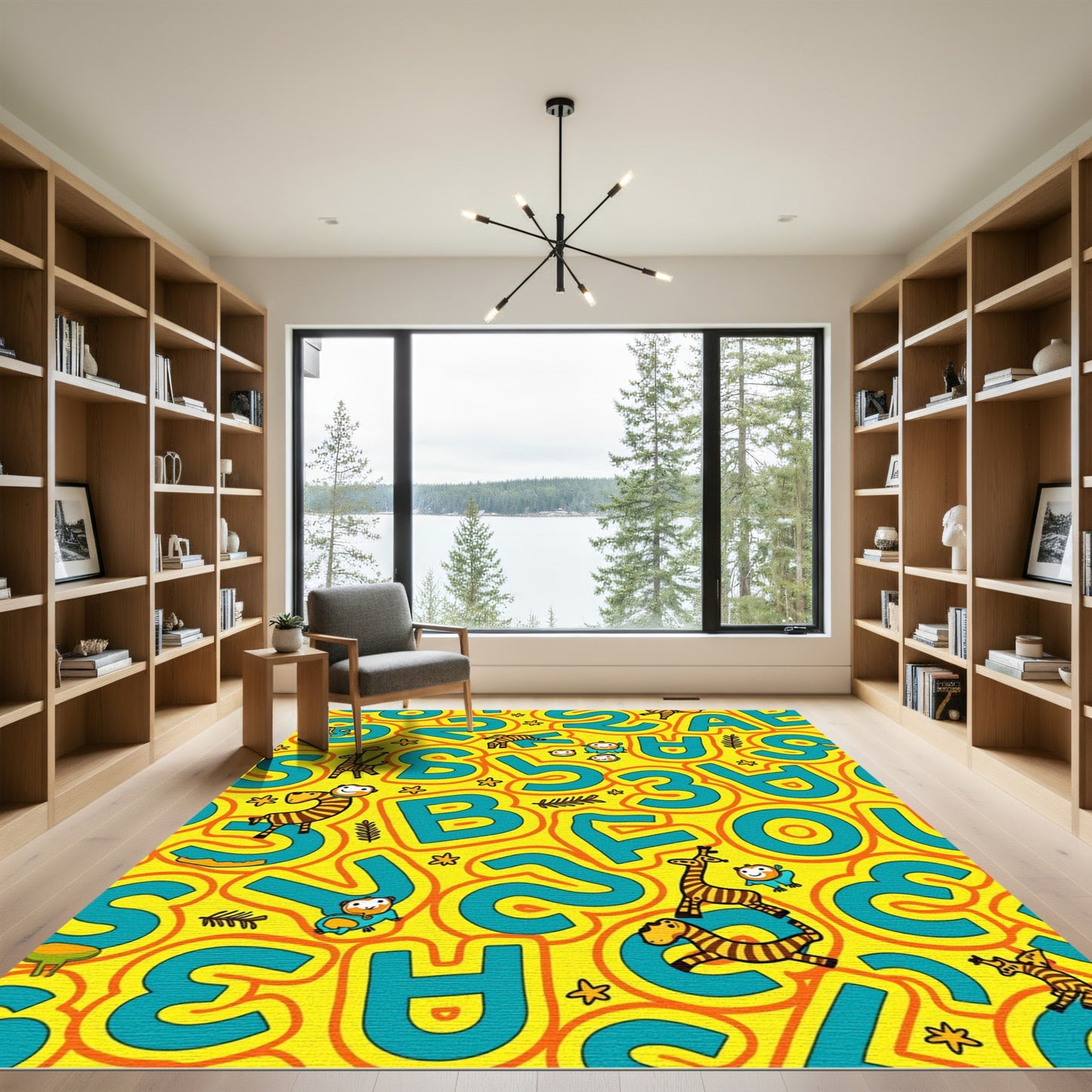 Yellow Safari Animals Alphabet Fun Rug