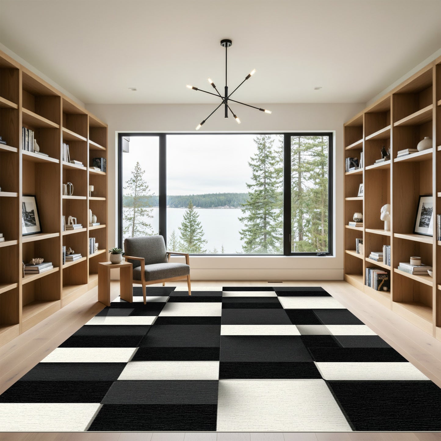 Contemporary Abstract Pixelated Grid Rug