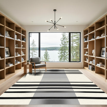 Monochromatic Abstract Stripe Grid Rug