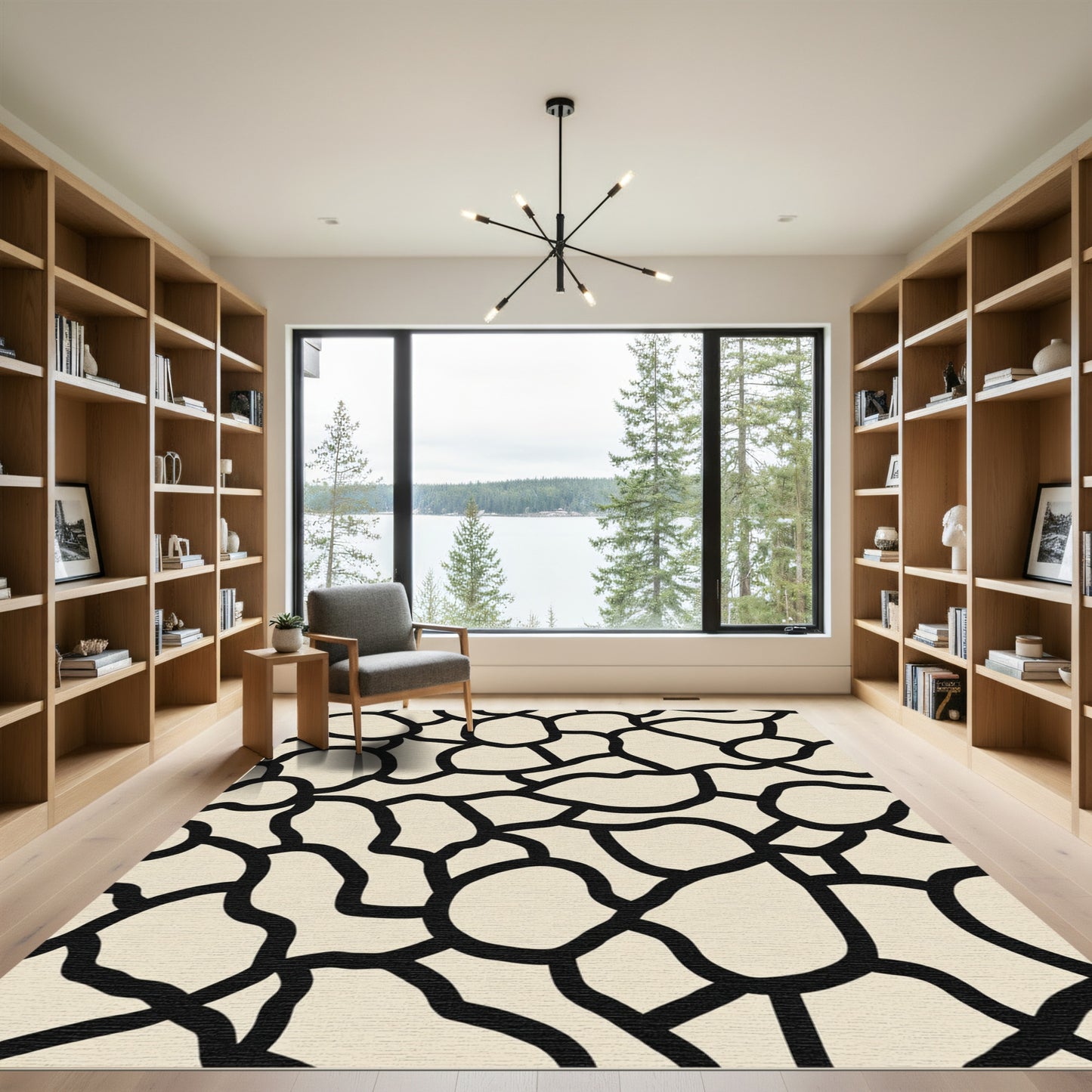 Abstract Beige Organic Shape Rug