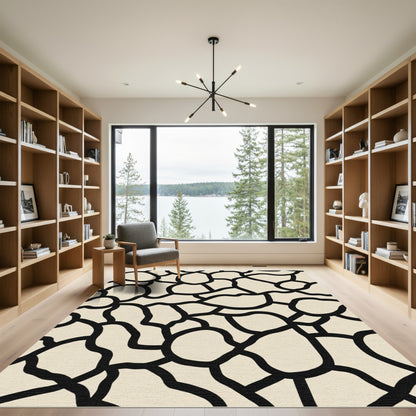 Abstract Beige Organic Shape Rug