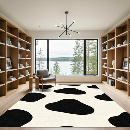 Cream Black Spotty Organic Shapes Rug