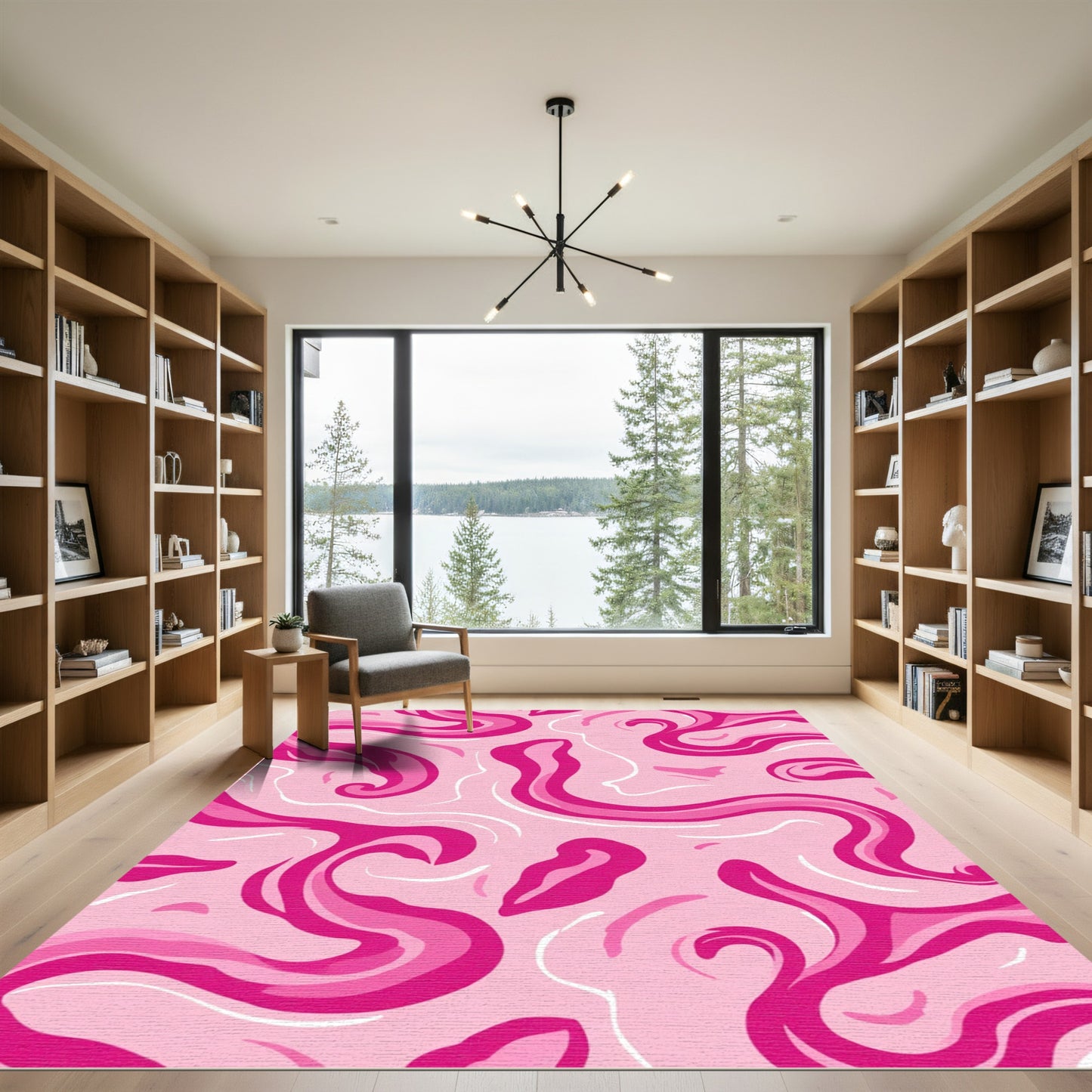 Pink Swirl Flow Abstract Rug