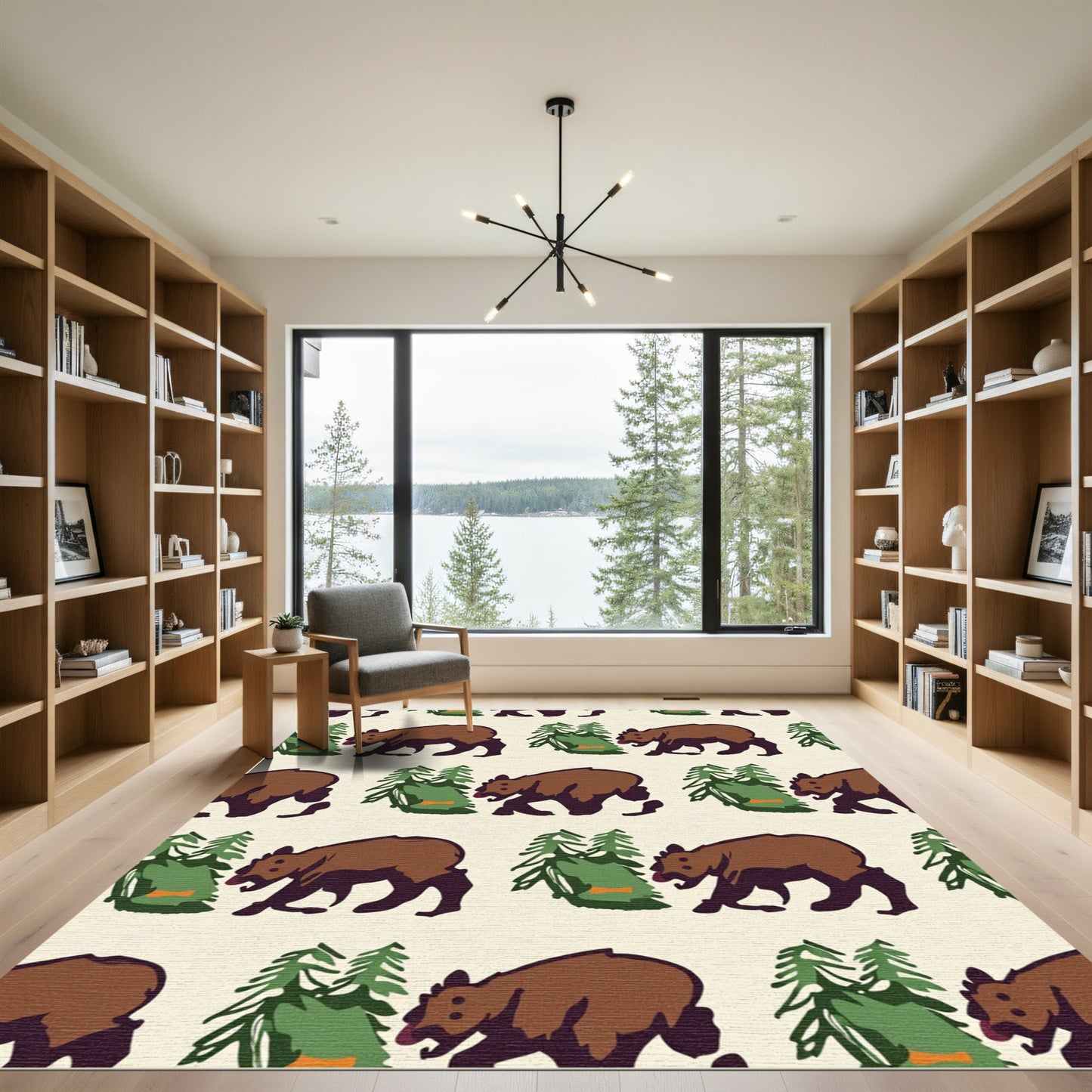 Brown Bear Forest Woodland Wildlife Rug