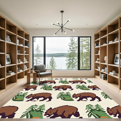 Brown Bear Forest Woodland Wildlife Rug