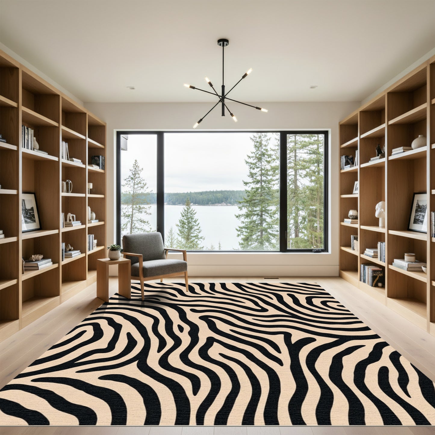 Beige Black Animal Stripe Rug