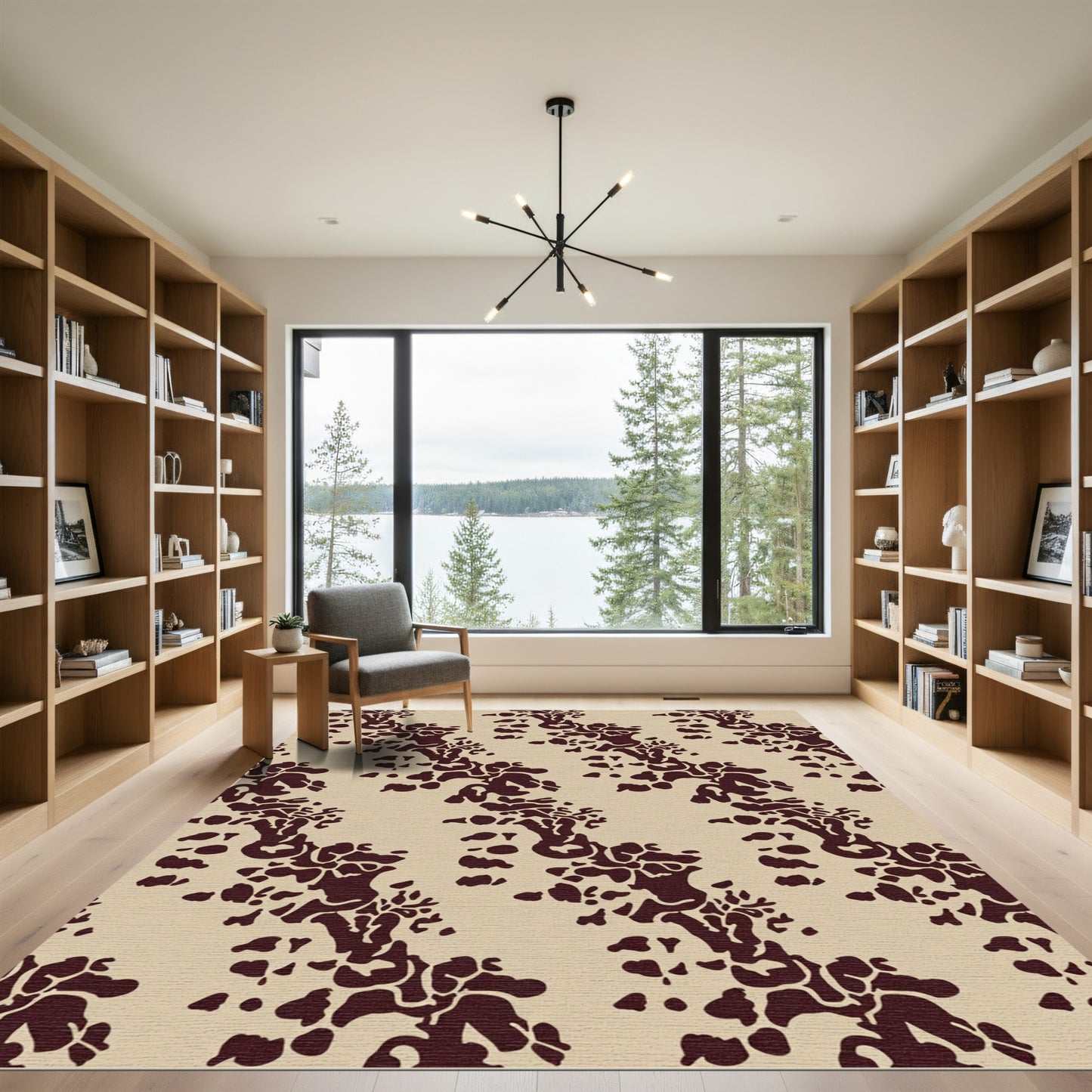 Maroon Organic Abstract Scroll Rug