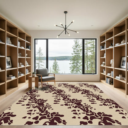 Maroon Organic Abstract Scroll Rug