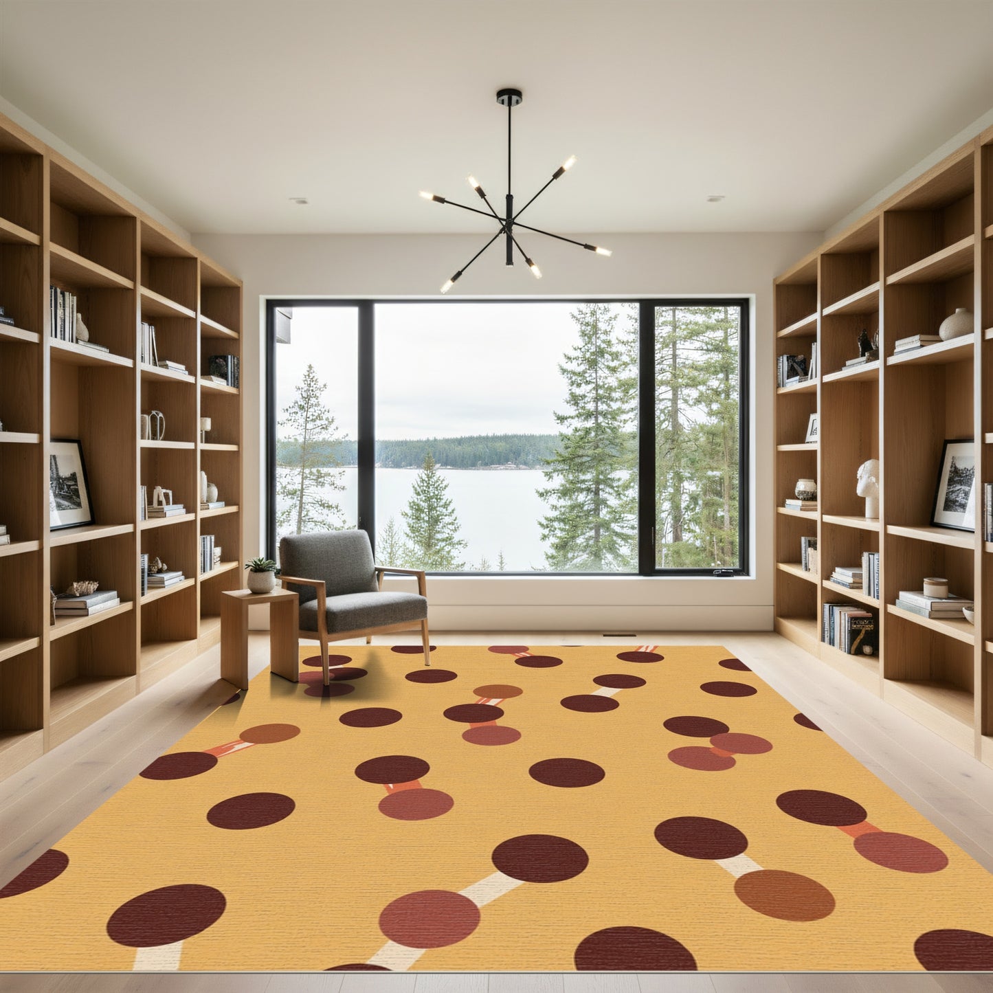 Contemporary Ochre Dot Cluster Rug