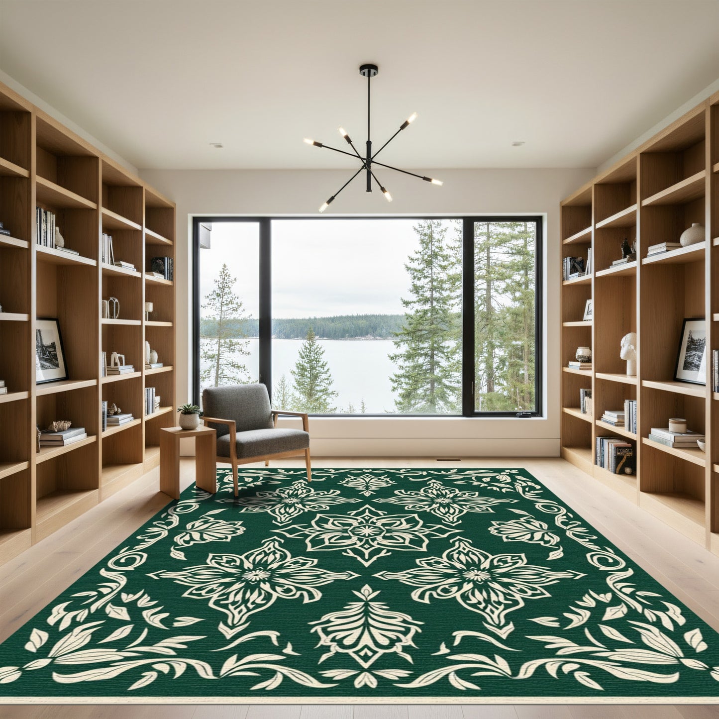Emerald Green Floral Medallion Harmony Rug
