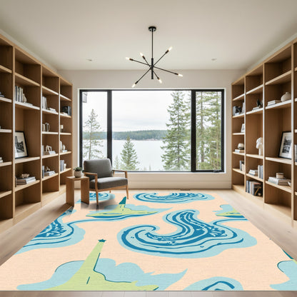 Light Green Abstract Beacon Waves Rug