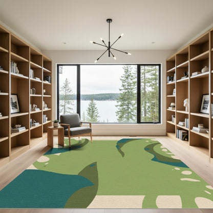 Green Abstract Organic Shapes Rug