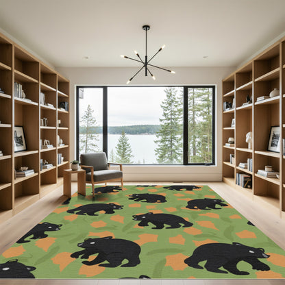 Forest Black Bear Woodland Scene Rug