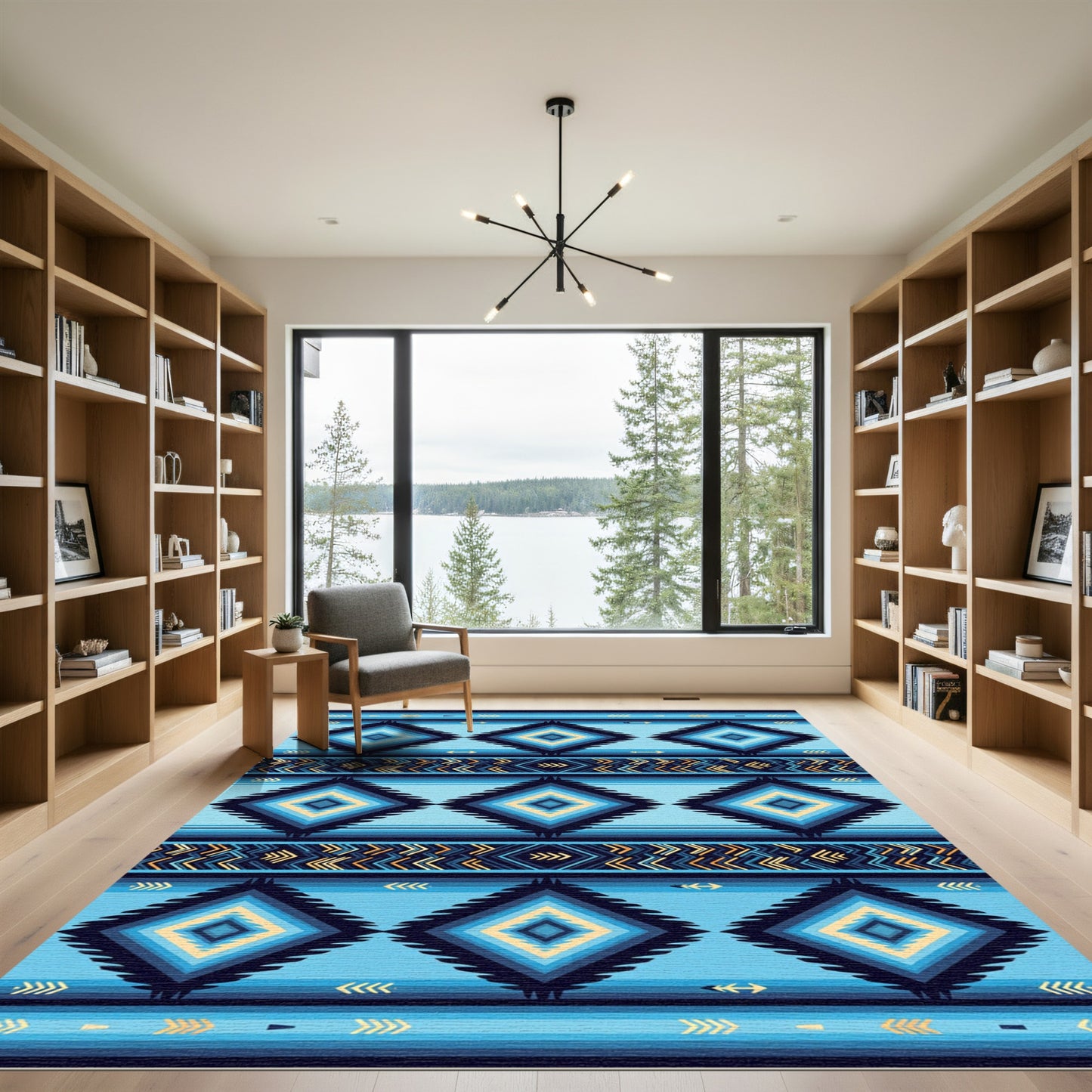 Blue Diamond Tribal Stripe Rug
