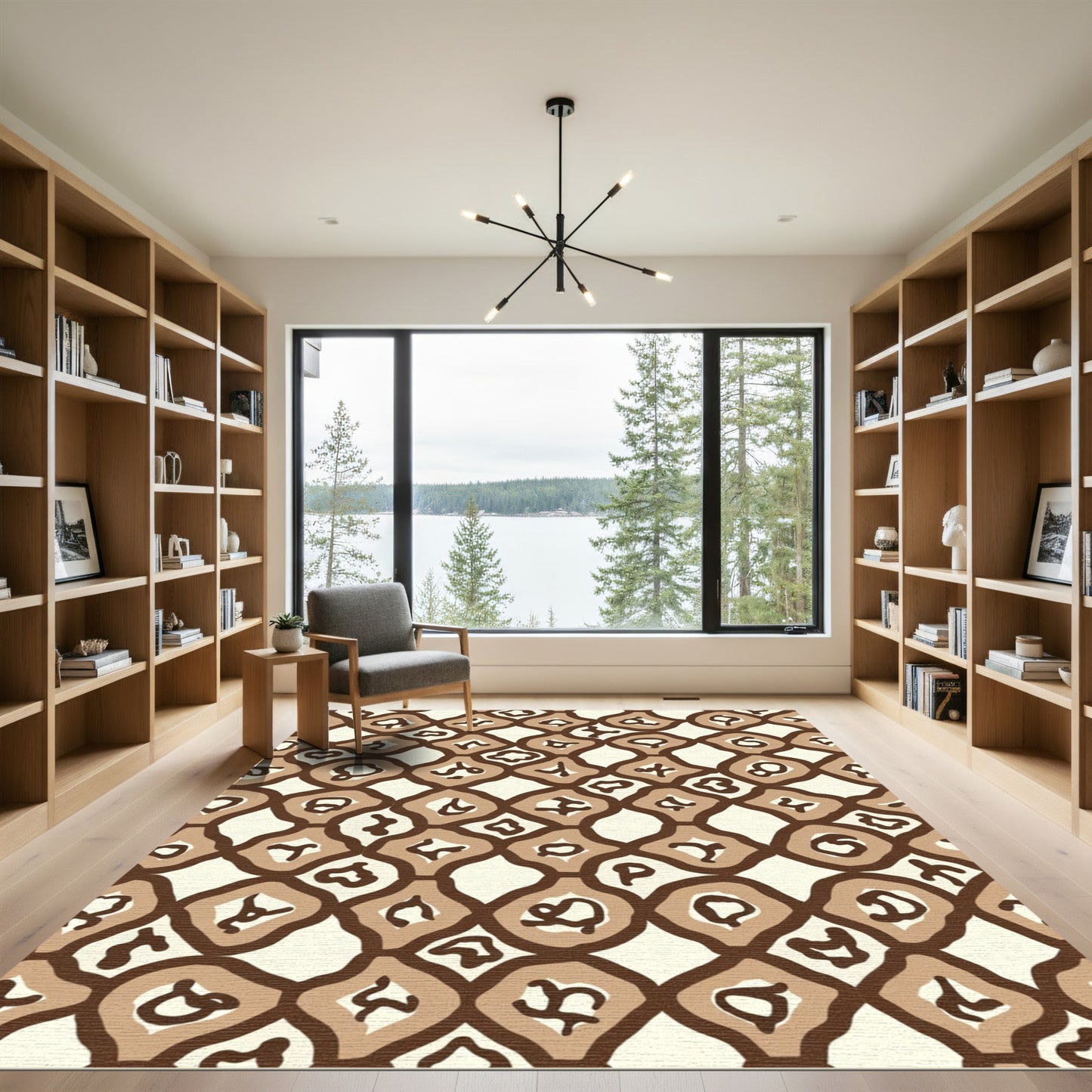 Brown Cream Organic Diamond Shape Rug
