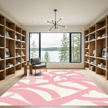 Soft Pink Brushstroke Abstract Rug