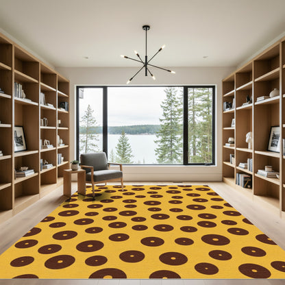 Gold Ochre Brown Polka Dot Circles Rug