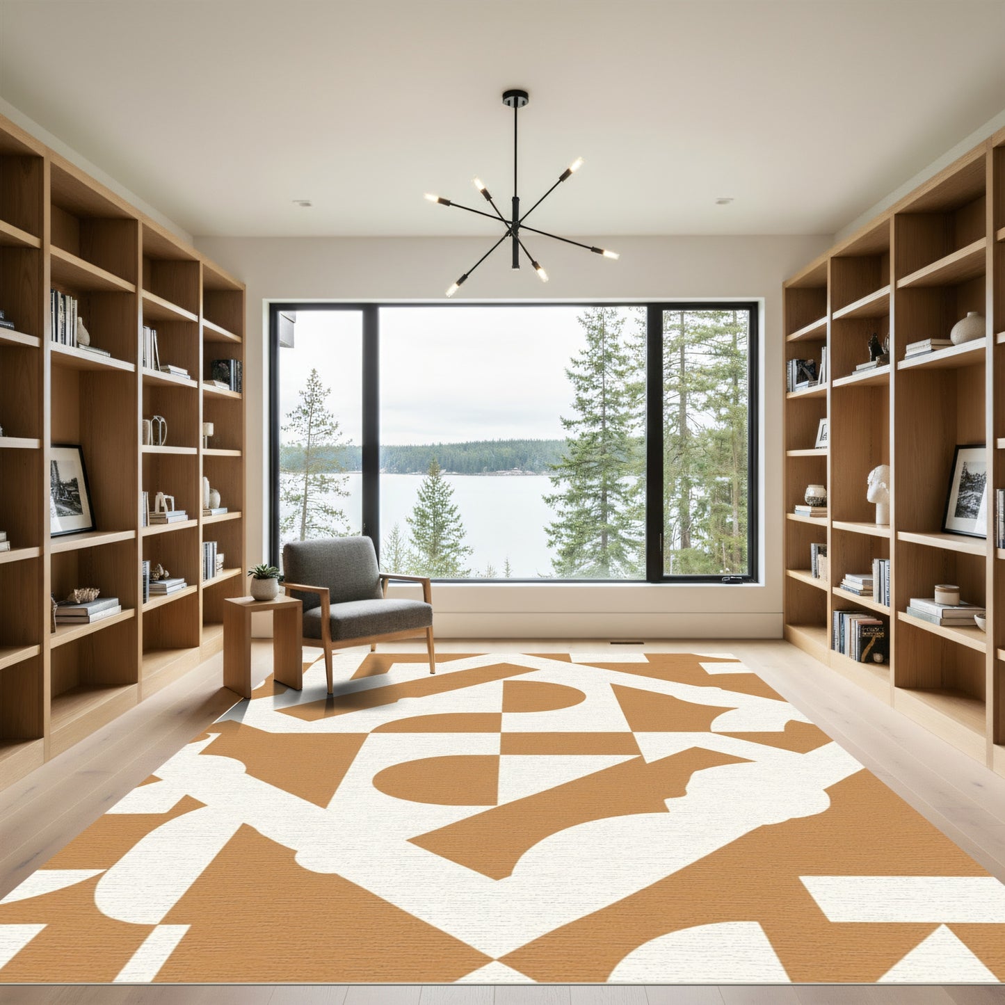 Terracotta Geometric Abstract Solids Rug