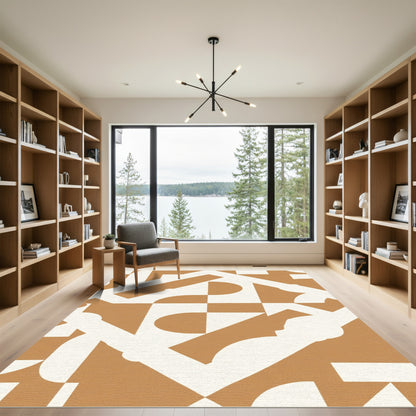 Terracotta Geometric Abstract Solids Rug