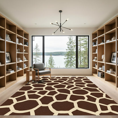 Brown Tan Giraffe Skin Texture Rug