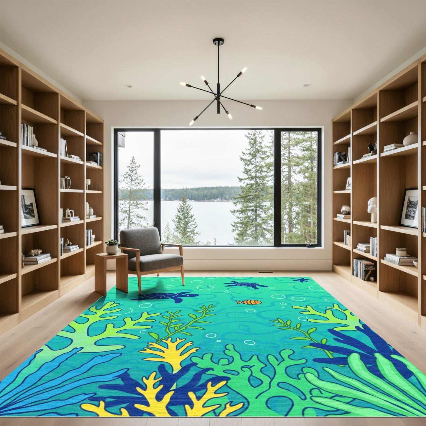 Oceanic Turtles Coral Reef Vibrant Colors Rug