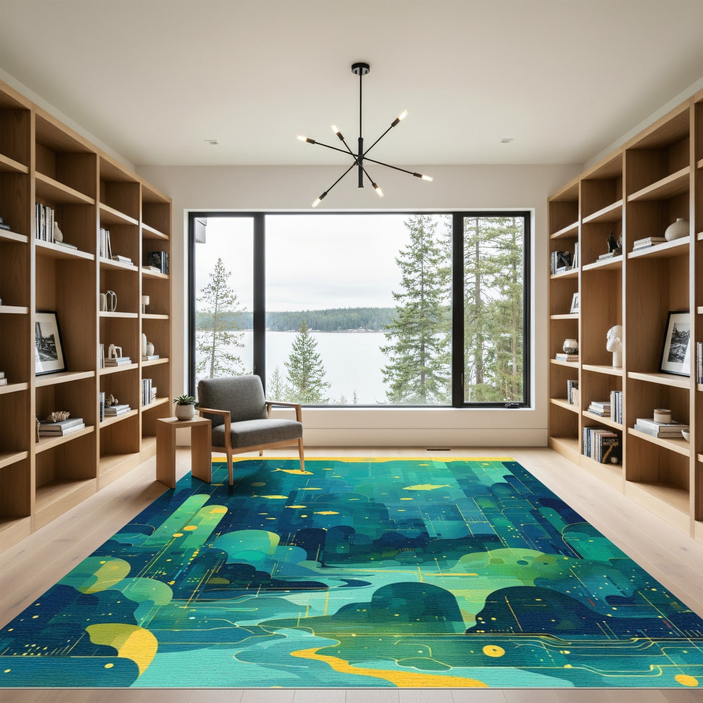 Golden Fish Underwater City Landscape Rug