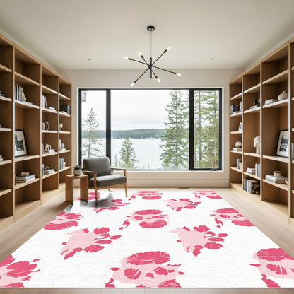 Pink Floral Splash Abstract Rug