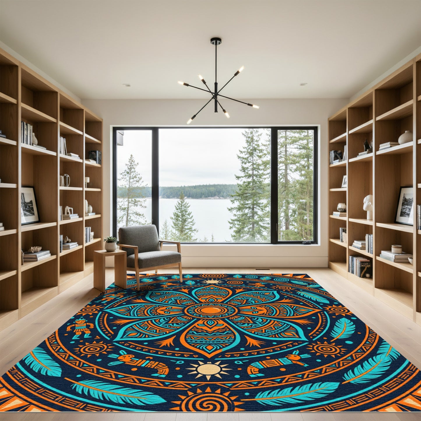 Vibrant Aztec Solar Floral Mandalla Rug