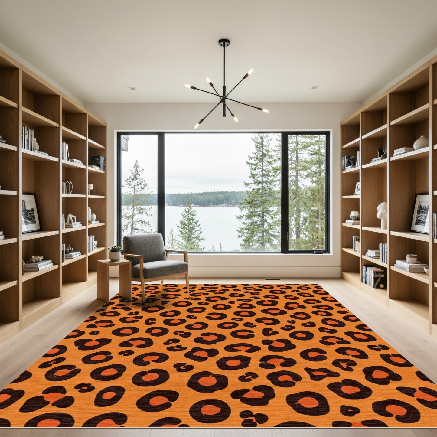Vibrant Tawny Feline Spots Rug