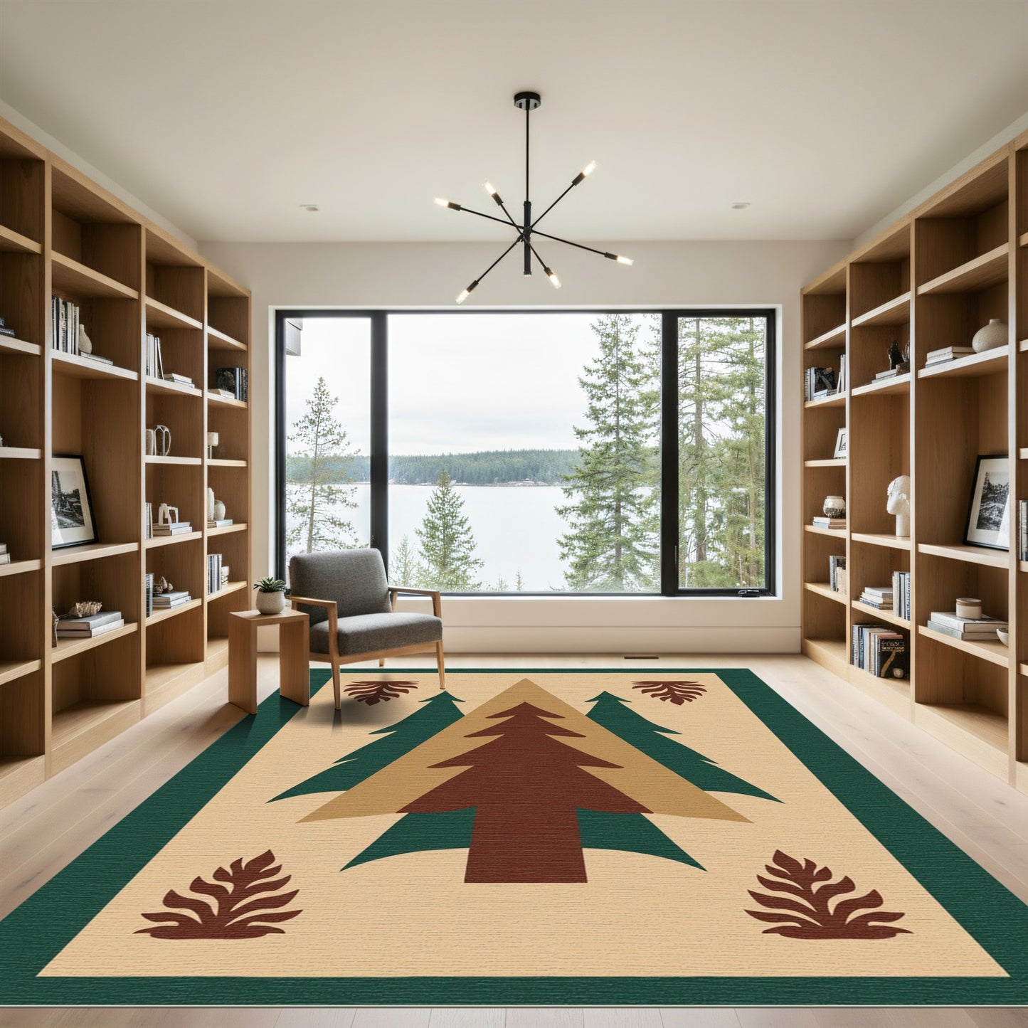Woodland Forest Trees Quilt Rug
